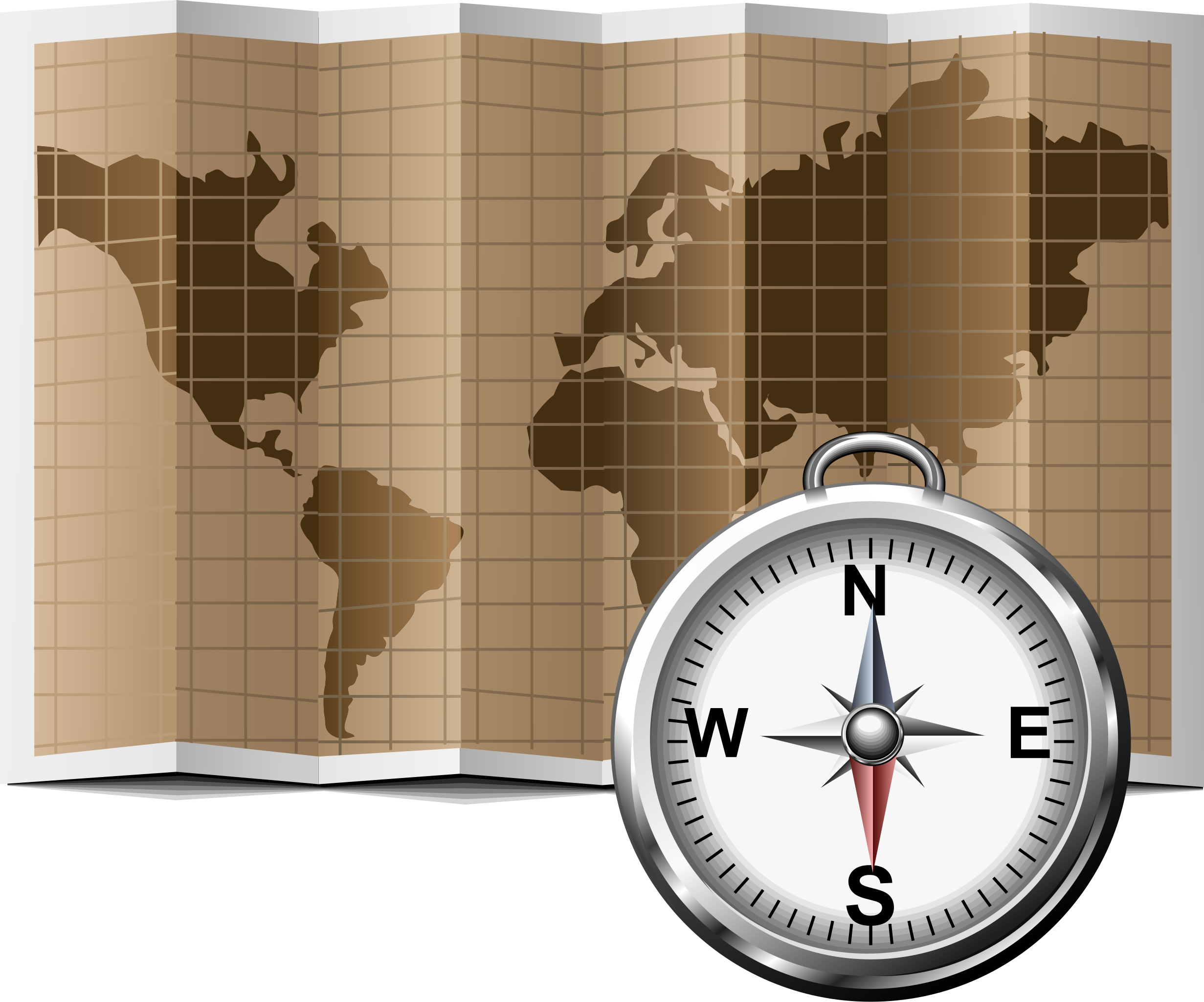 compass and world map transparent