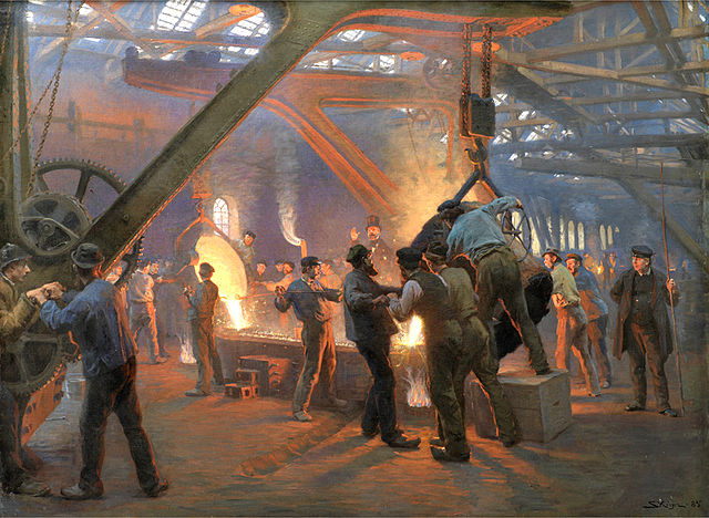 Casting at an iron foundry: From Fra Burmeister og Wain's Iron Foundry, 1885 by Peder Severin Krøyer
