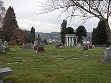 Calvary Cemetery in Ravenna/Bryant with University of Washington residence towers in background Calvary Cemetery-1.jpg