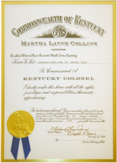 Kentucky Colonel Highest civic honor awarded by the Commonwealth of Kentucky