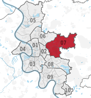 Standort von Distrikt 7 in rot dargestellt