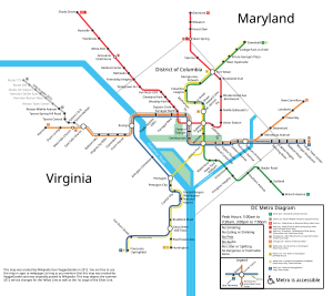 The published system map has every line drawn in its own distinct color. All stations are marked and labeled by name. The map is drawn for for clarity and simplicity, not to scale by actual distances and exact relative station locations. There are transfer stations marked where lines cross each other.