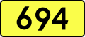 Sign of DW 694 with oficial font Drogowskaz and adequate dimensions.