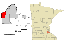 Dakota County Minnesota Incorporated and Unincorporated areas Burnsville Highlighted.svg