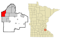 Locatie van de stad Burnsville in Dakota County, Minnesota