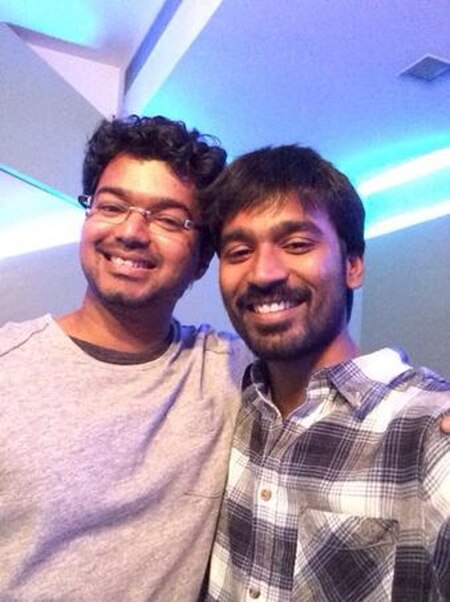 Dhanush with actor Vijay in 2014