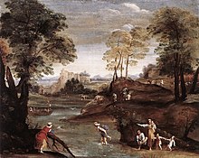Landschaft mit Teich, Öl auf Leinwand, 47,0 × 59,5 cm, Galleria Doria Pamphilj, Rom (Quelle: Wikimedia)