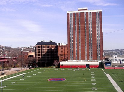 Rooney Field as seen from Mellon Hall. DuquesneRooneyField.JPG