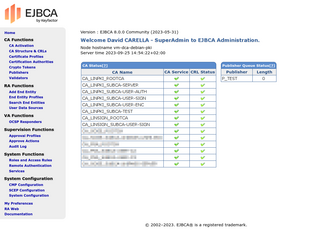 <span class="mw-page-title-main">EJBCA</span> Free public key infrastructure certificate authority