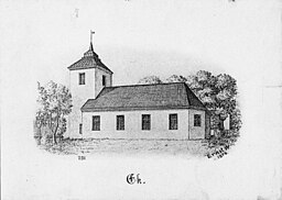 Kyrkan på teckning från 1874