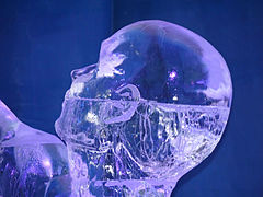 Ice sculpture of a thinker