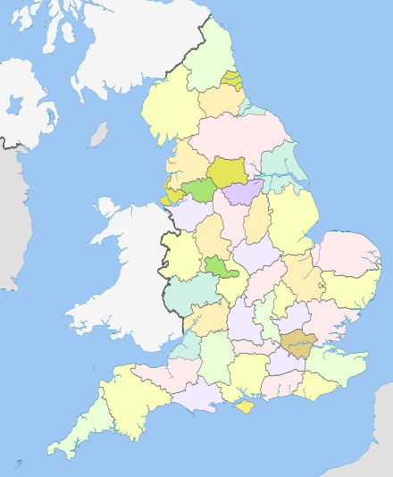Ceremonial counties from 1974 to 1996 (City of London not shown)