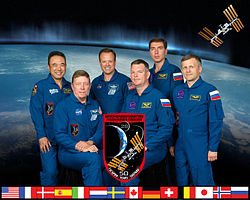 Retkikunta 28:n miehistön kuva Vasemmalta: Furukawa, Fossum, Garan, Samokutjajev, Volkov ja Borisenko.