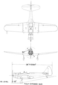 3-view line drawing of the Fairchild PT-23 Cornell