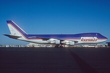 N631FE, the only 747 ever painted in full Federal Express livery Federal Express Boeing 747-200F; N631FE, June 1991.jpg