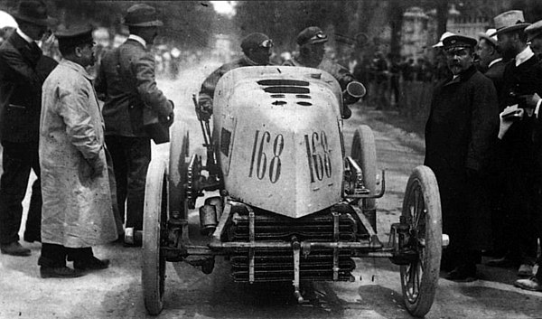 Fernand Gabriel driving a Mors in Paris-Madrid 1903