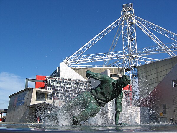 The Splash sculpture outside the old National Football Museum in Preston