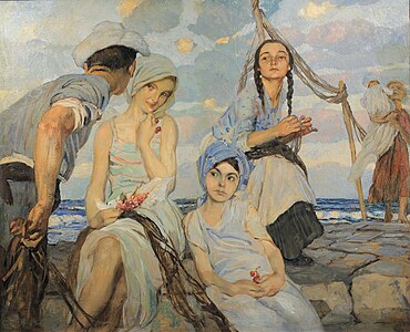 315 Fisherwomen label QS:Len,"Fisherwomen" label QS:Lit,"Donne di pescatori" c.1915 - 1920