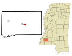 Location of Bude, Mississippi