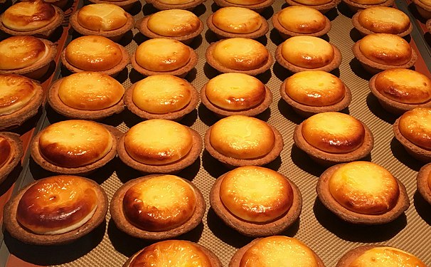 Hokkaido cheese tarts on display at Sendai Station in Sendai, Miyagi Prefecture, Japan.