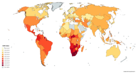 Gini index of India compared to other countries per World Bank data tables as of 2018 GINI index World Bank up to 2018.png