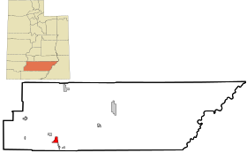 Garfield County Utah incorporated and unincorporated areas Tropic highlighted.svg