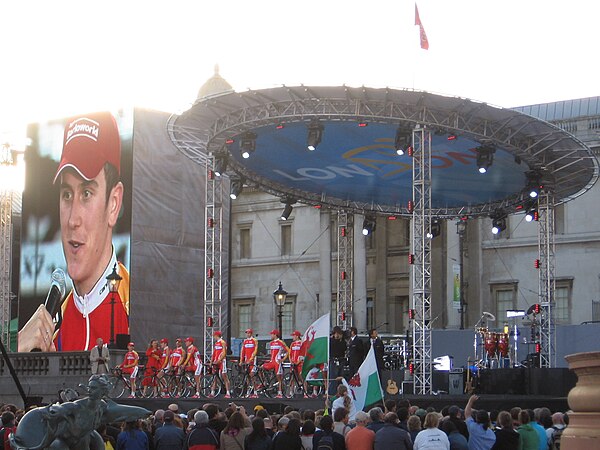 Geraint Thomas of Barloworld at the teams presentation in Trafalgar Square, London