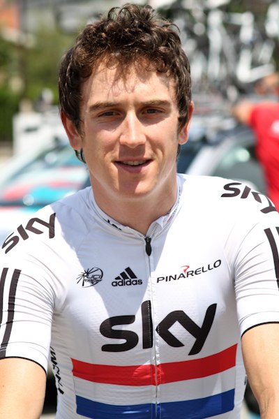 Geraint Thomas wearing the National Champions jersey in 2011