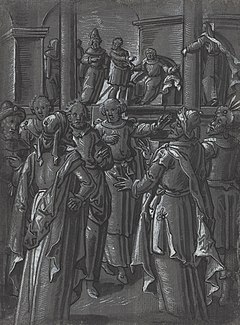 Deutsches 16. Jahrhundert, Der Hohepriester vor Pilatus (verso), c. 1600, NGA 4061.jpg