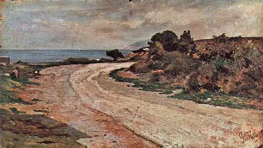 535 Road by the sea label QS:Len,"Road by the sea" 1885