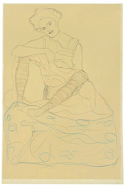 File:Gustav Klimt Mit gegrätschten Beinen sitzender Halbakt 1909-1910.jpg