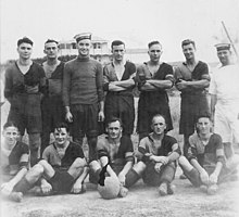 HMS Caradoc football team on Moresby Plain at the Royal Naval Dockyard in Bermuda, circa 1928 HMS Caradoc team on Moresby Plain at HMD Bermuda.jpg