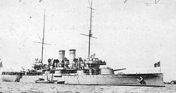Swedish coastal defence ship HSwMS Wasa displaying the common union jack (1903)