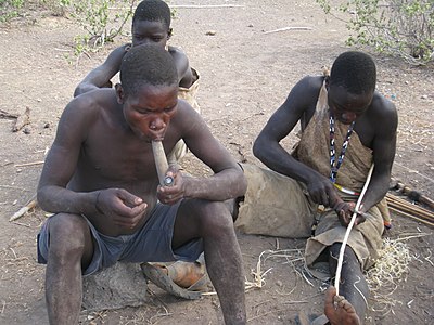 Hadzabe people smoking cannabis, Tanzania 2008