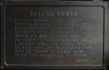 Plate with Tennyson's poem in the upper room of Helen's Tower HelensTowerTennysonPlate.jpg