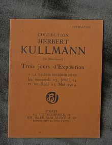 Herbert Kullmann, picture sale catalogue by Bernheim-Jeune, Paris, May 1914. Herbert Kullmann May 1914 sale catalogue.jpg