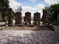 「日清戦争合同碑」。木口小平の名前が刻まれている。