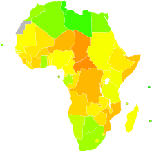 Scores on the human development category based on report from 2009
100
75
50
25
0
no data Ibrahim-index-of-african-governance-human-development.svg