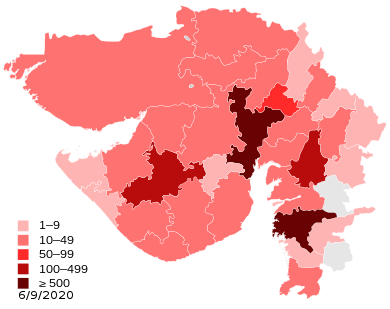 India Gujarat COVID-19 deaths map.svg