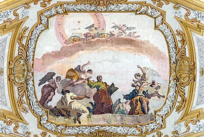 Interior of Chiesa dei Gesuiti (Venice) - Visione di san Giovanni evengelista - Francesco Fontebasso.jpg