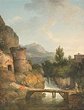 Thumbnail for File:Jean Victor Bertin (1767-1842) (circle of) - Landscape with Figures Crossing a Wooden Bridge over a Mountain Stream - 1548078 - National Trust.jpg