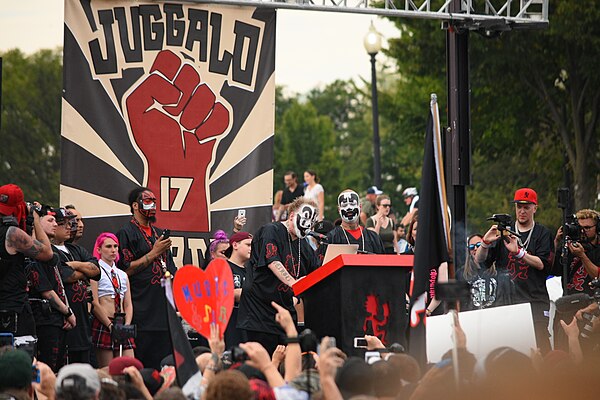 Insane Clown Posse giving a speech in 2017