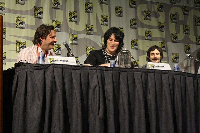 Fielding and co-stars of The Mighty Boosh at a panel at Comic Con