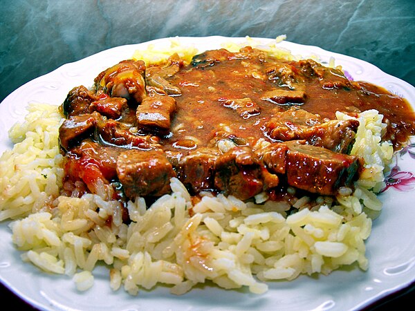 Bulgarian kebab with rice