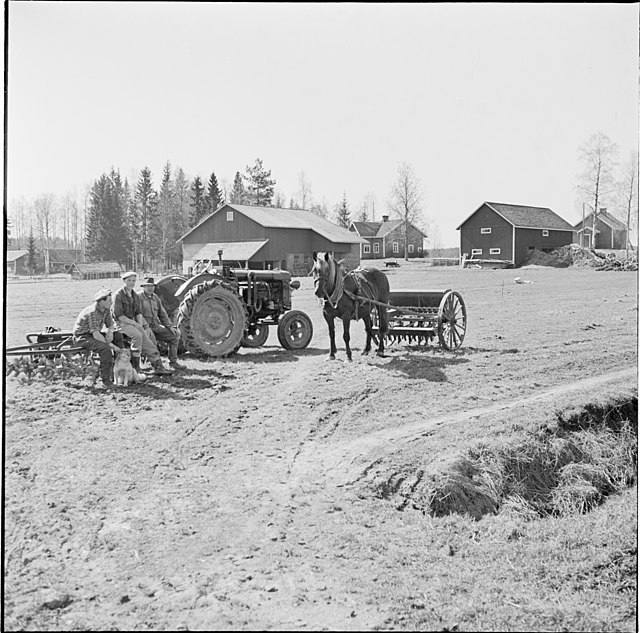 Like many other rural communities, one of Nurmijärvi's most important sources of income has always been agriculture. The picture is from 1954 in Nurmi