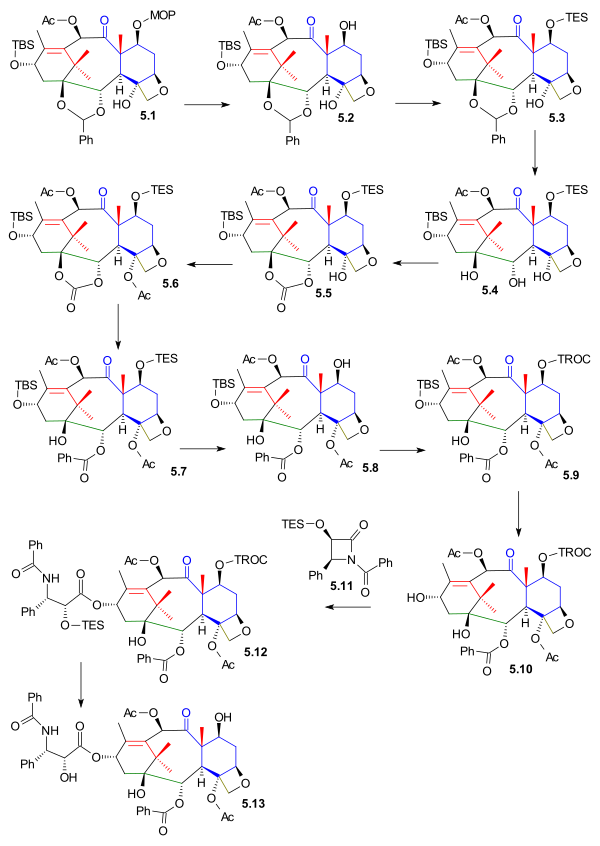 Kuwajime Taxol scheme 5 Kuwajima Taxol total synthesis part E.svg