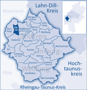 Poziția Elbtal pe harta districtului Limburg-Weilburg