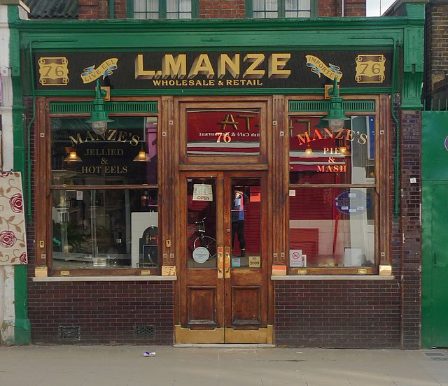 Traditional pie and mash shop in London