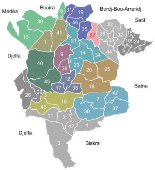 Provinsi M'sila: Pembagian administratif, Referensi, Pranala luar