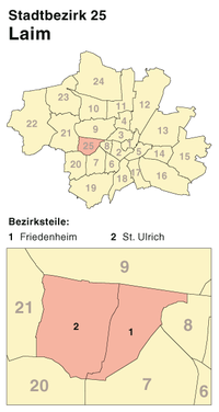 München - Stadtbezirk 25 (Karte) - Laim